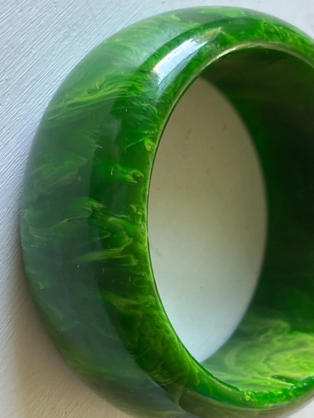 Vintage Marbled Green Chunky Bangle Bracelet - Picture 1 of 3